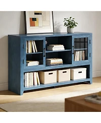 gaomon 53" Kitchen Buffet Sideboard Cabinet with Glass Doors and 3 Shelves, Modern Storage for Living Room Entryway