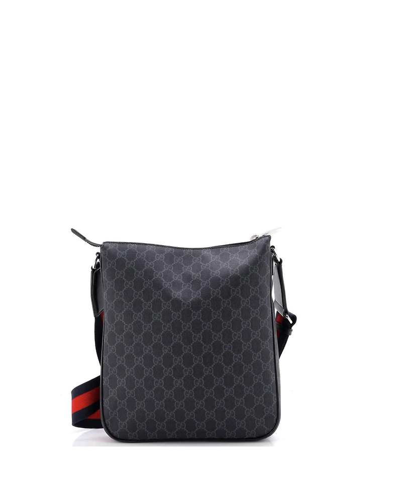 Pre-Owned Gucci Medium Web Strap Front Zip Messenger Bag Gg Coated Canvas