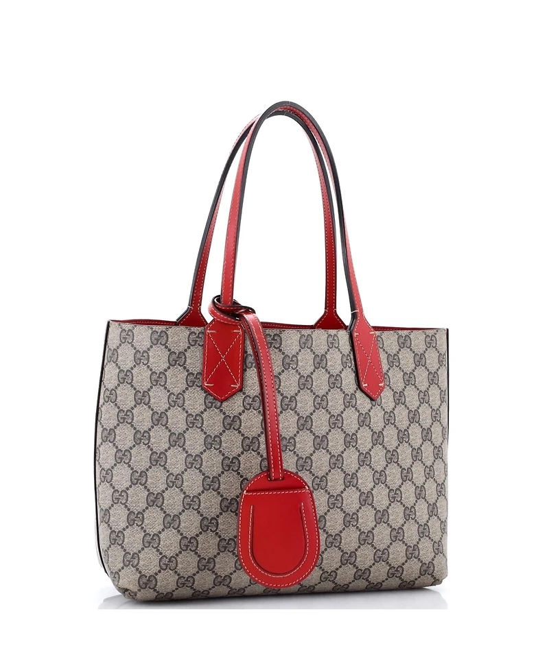 Pre-Owned Gucci Small Reversible Tote Gg Print Leather