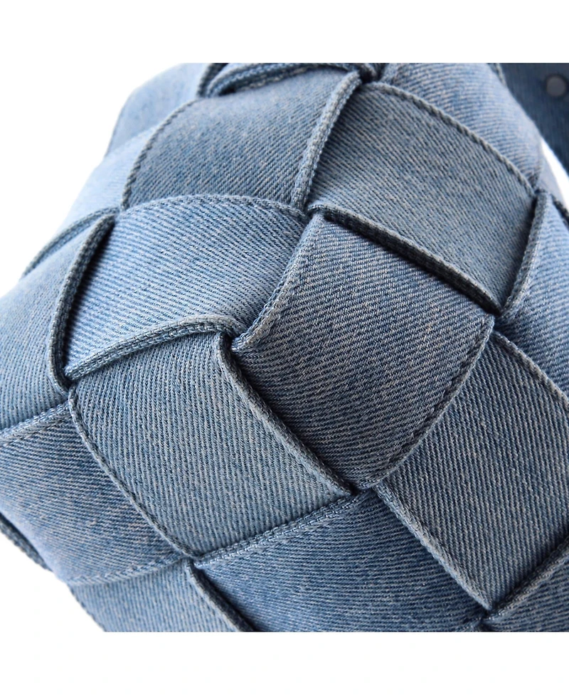 Pre-Owned Bottega Veneta Brick Cassette Shoulder Bag Maxi Intrecciato Denim