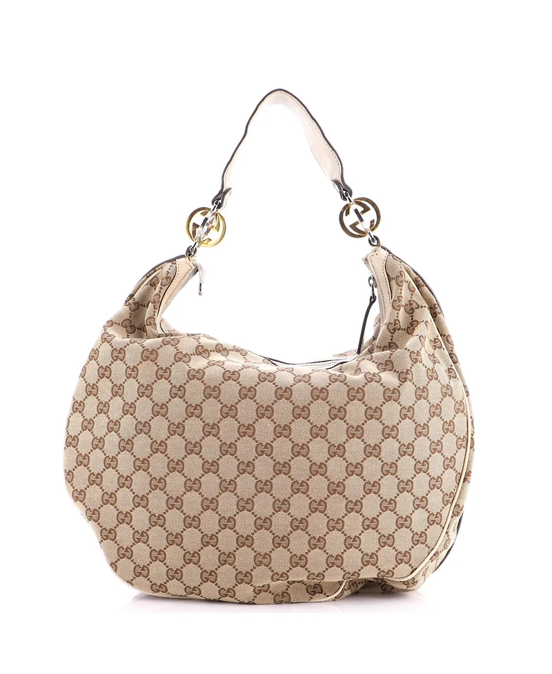 Pre-Owned Gucci Large Twins Hobo Gg Canvas