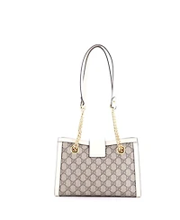 Pre-Owned Gucci Small Padlock Chain Tote Gg Coated Canvas with Leather