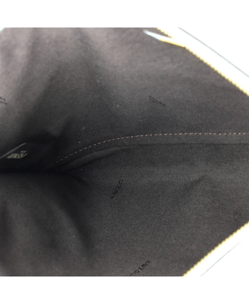 Pre-Owned Fendi Large Logo Flat Wristlet Pouch Embossed Leather