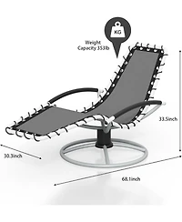 gaomon 360degree(s) Swivels Outdoor Chaise Lounge,Outdoor Chaise Lounge with Textilene Fabric and Heavy Duty Iron Frame, Adjustable Recliner for Patio