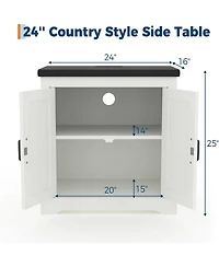 gaomon Farmhouse End Table with Charging Station - Rustic Nightstand with 2 Outlets & 2 Usb Ports, Adjustable Shelves Storage Cabinet