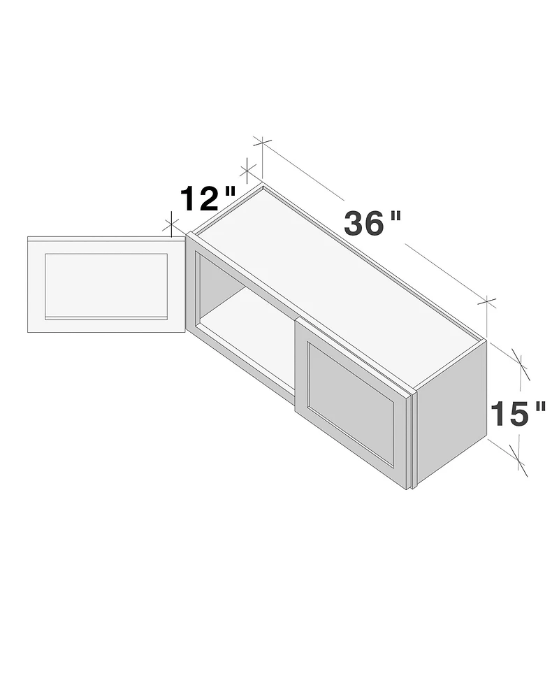 Boyel Living W36" Dove Short Wall Cabinet with Full Overlay Hdf Door for Custom Kitchen or Bathroom