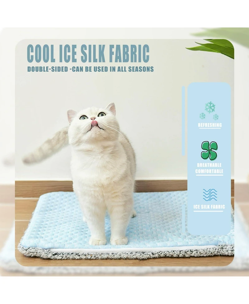Aronkl 2 1 Self Warming Cooling Pet Mat Machine Washable Portable for Cats Dogs All Seasons