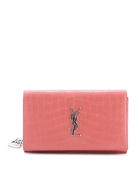 Pre-Owned Saint Laurent Small Classic Monogram Wallet on Chain Embossed Leather
