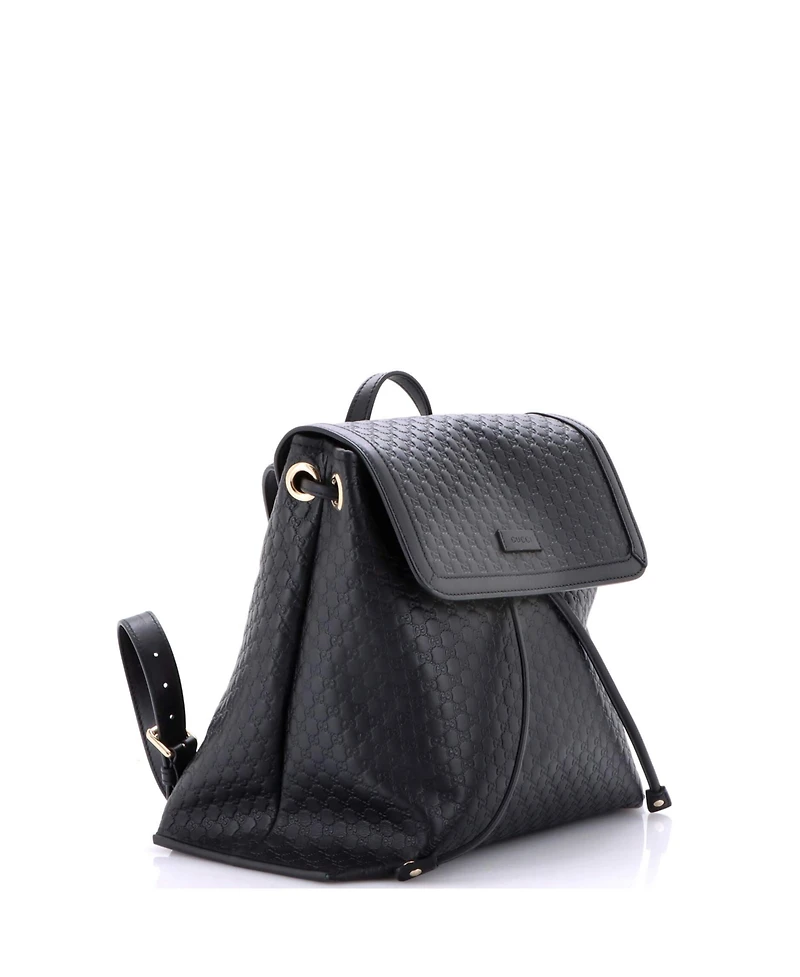 Pre-Owned Gucci Medium Drawstring Flap Backpack Microguccissima Leather