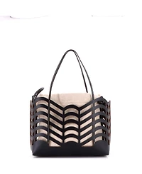Pre-Owned Chloe Small Kayan Tote Laser Cut Leather and Canvas
