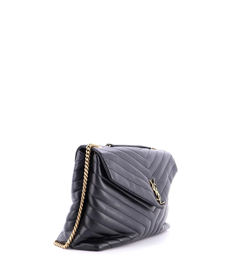Pre-Owned Saint Laurent Large Loulou Shoulder Bag Matelasse Chevron Leather