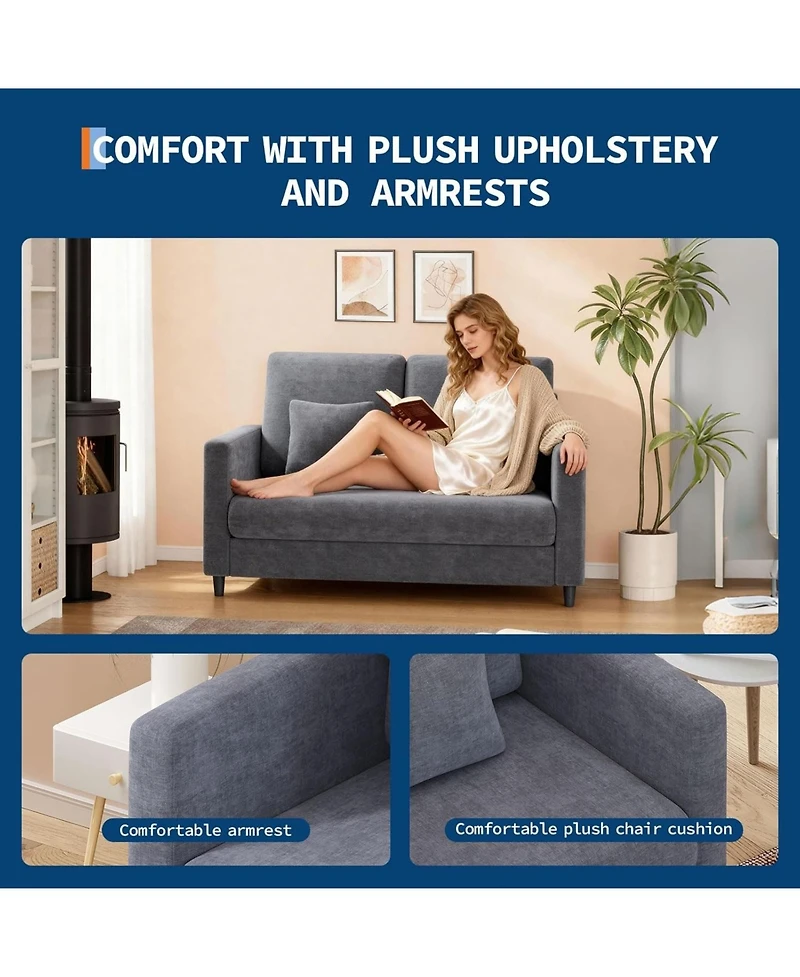 gaomon Loveseat Sofa Love Seat for Small Spaces, Mid Century Accent Chair, Solid Wood Frame, Tool-Free Assembly, Comfy Couch