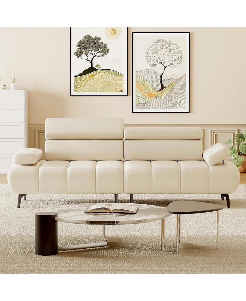 gaomon 3-Seater Sofa Bed, Faux Leather Futon Sleeper Couches, Adjustable Backrests and Armrest Headrests with Split Two Separate Sectional Sofas