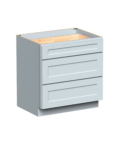 Boyel Living Dove Grey Rta Drawer Base Cabinet with Hdf Full Overlay Doors and Solid Wood Dovetail Drawers