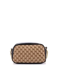 Pre-Owned Gucci Small Gg Marmont Shoulder Bag Diagonal Quilted Gg Canvas with Leather