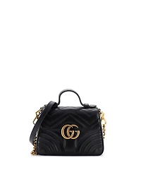 Pre-Owned Gucci Mini Gg Marmont Top Handle Flap Bag Matelasse Leather