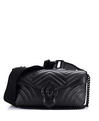 Pre-Owned Gucci Medium Gg Marmont Monochrome Flap Bag Matelasse Leather