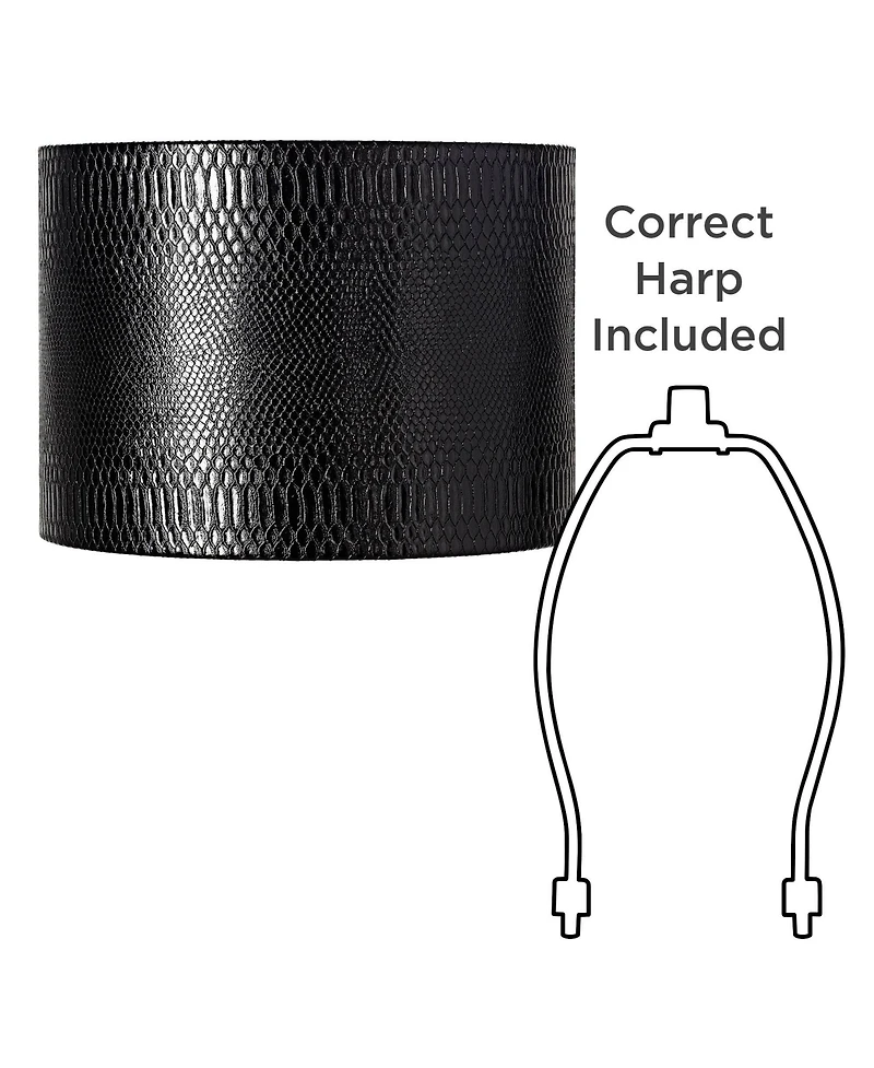 Springcrest Set of 2 Drum Print Lamp Shades Medium 15" Top x 15" Bottom x 11" Slant Spider Replacement Harp Finial Fitting