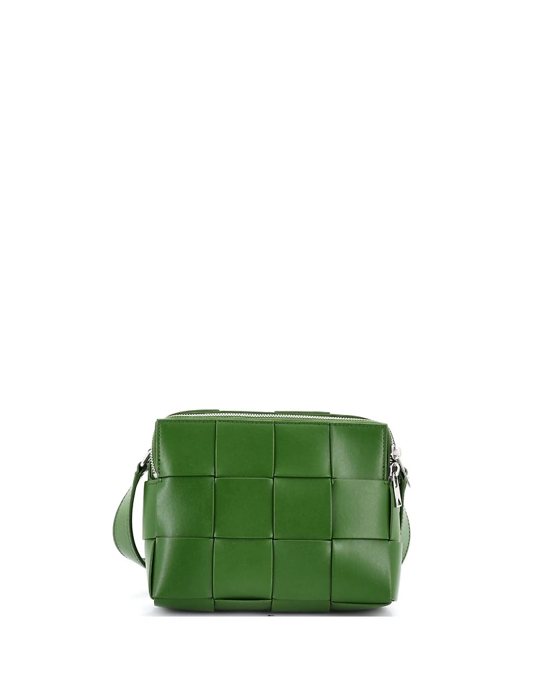 Pre-Owned Bottega Veneta Cassette Zip Camera Crossbody Bag Maxi Intrecciato Leather