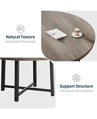 gaomon 47" Round Dining Table for 4, Kitchen Dining Room Table with Sturdy Metal Frame, Wood Circle Kitchen Table for Space Saving