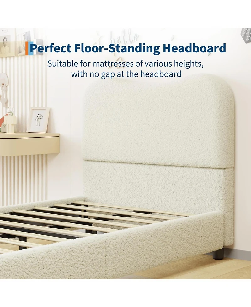gaomon Boucle Upholstered Cloud Bed Frame with Headboard and Slat Support