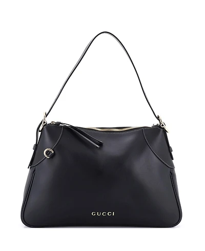 Pre-Owned Gucci Medium Emblem Shoulder Bag Leather