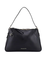 Pre-Owned Gucci Medium Emblem Shoulder Bag Leather