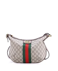 Pre-Owned Gucci Small Ophidia Half Moon Hobo Gg Coated Canvas