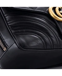 Pre-Owned Gucci Small Gg Marmont Zip Around Camera Bag Matelasse Leather