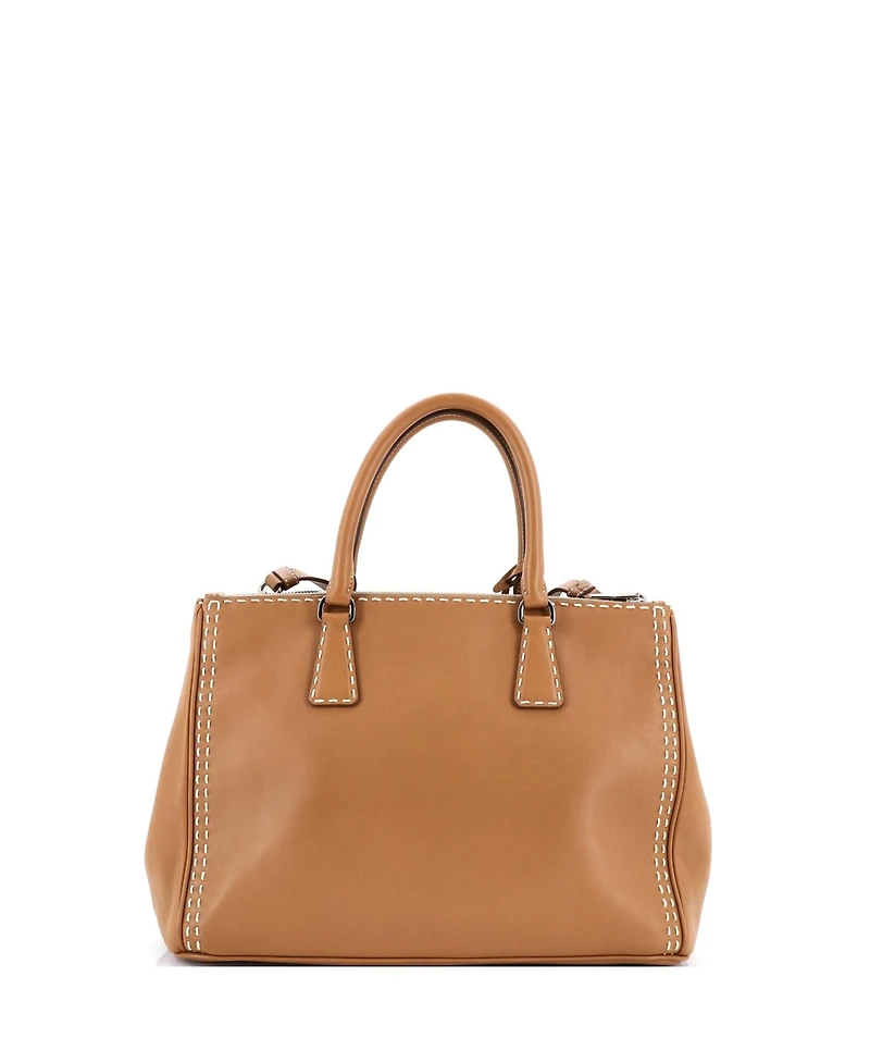 Pre-Owned Prada Medium Galleria Double Zip Tote Stitched Leather
