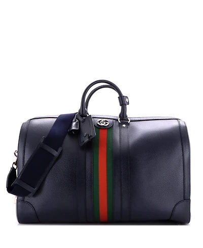 Pre-Owned Gucci Large Savoy Web Convertible Duffle Bag Leather