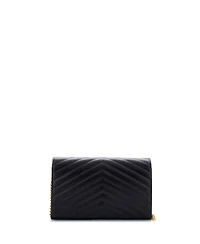 Pre-Owned Saint Laurent Medium Classic Monogram Wallet on Chain Matelasse Chevron Leather