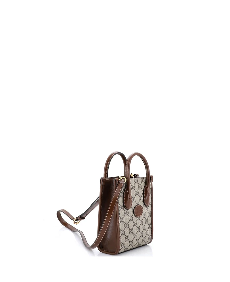 Pre-Owned Gucci Mini Interlocking G Patch Tote Gg Coated Canvas