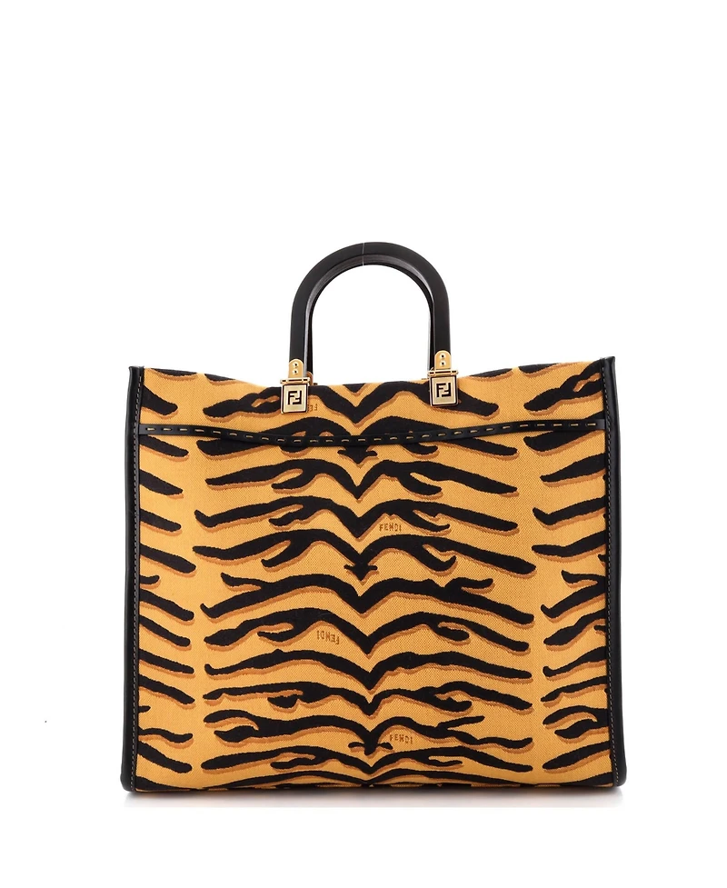 Pre-Owned Fendi Medium Sunshine Shopper Tote Printed Canvas