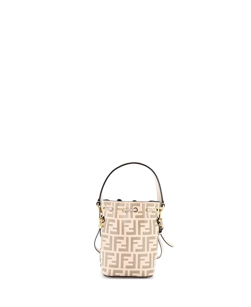 Pre-Owned Fendi Mini Mon Tresor Bucket Bag Zucca Embossed Leather