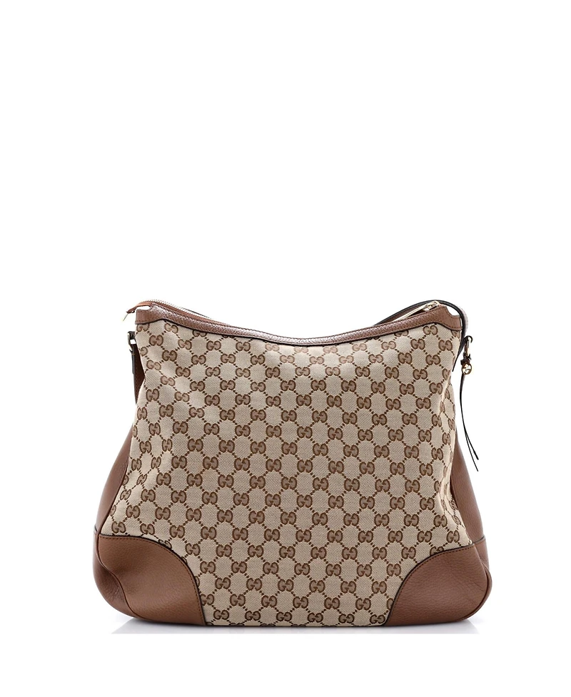 Pre-Owned Gucci Large Bree Hobo Gg Canvas with Leather