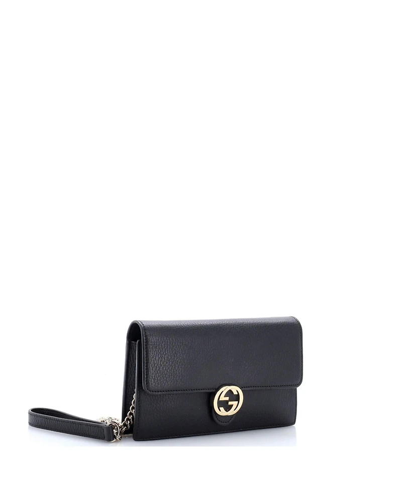 Pre-Owned Gucci Interlocking Wallet on Chain Leather
