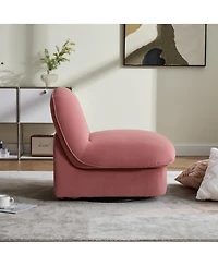 Boyel Living Swivel Accent Chair 360 Degree Metal Base Velvet Pumpkin Shaped for Room Bedroom Office