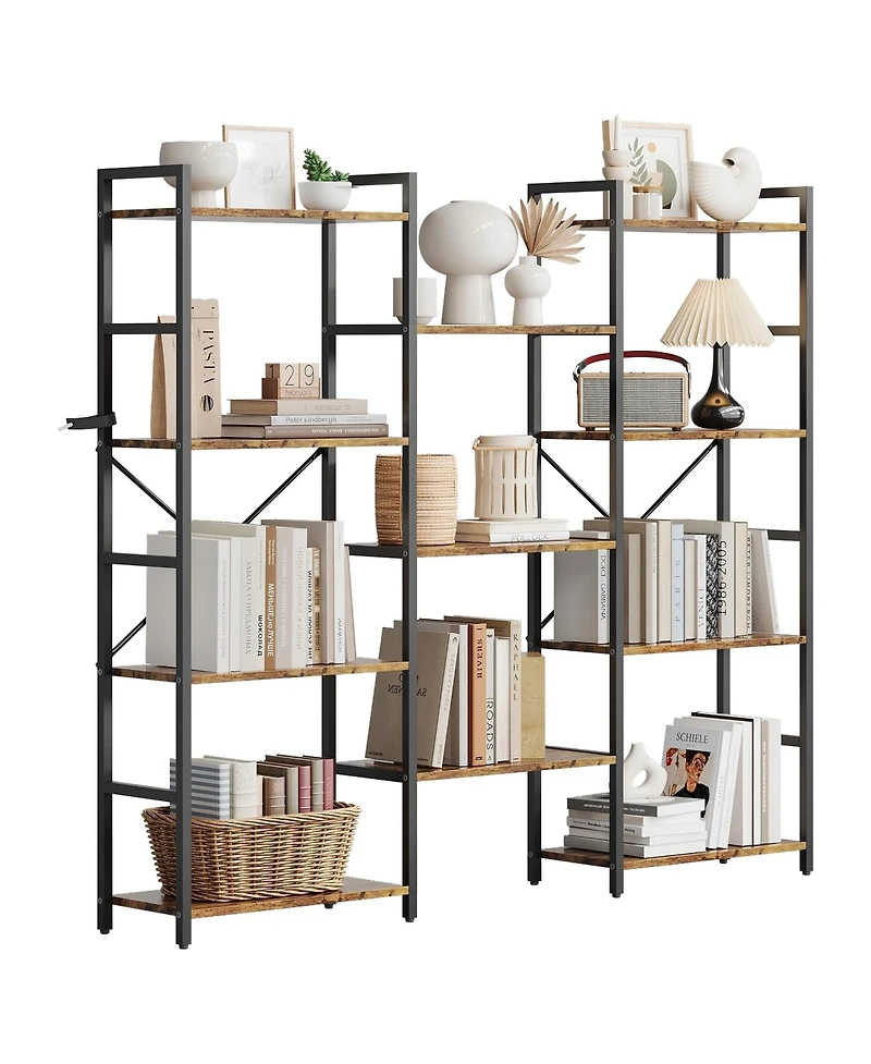 gaomon 54" 4-Tier Adjustable Rustic Industrial Bookcase with 11 Open Shelves for Living Room and Bedroom