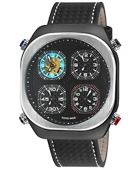 GV2 by Gevril Men's Quattro Swiss Quartz with stitching Italian Leather Strap Watch