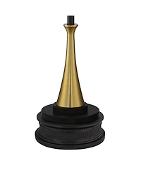 Possini Euro Design Burbank Mid Century Modern Art Deco 70" Tall Floor Lamp with Dimmer Round Riser Brass Drum Shade for Living Room