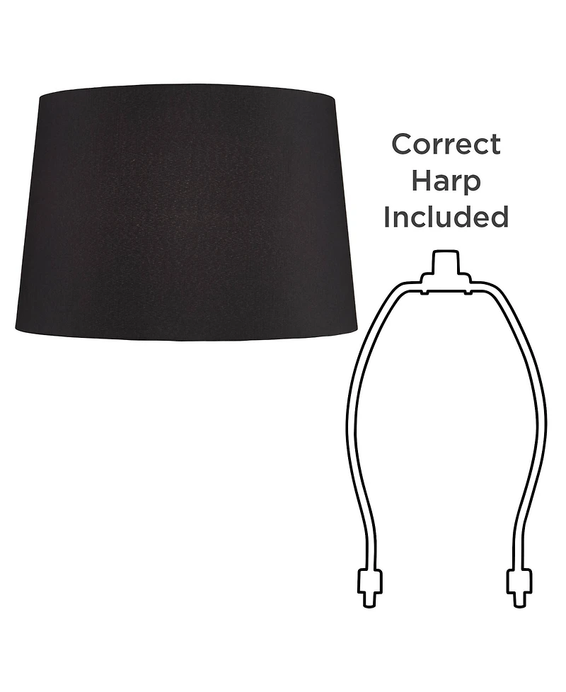 Springcrest Set of 2 Hardback Drum Lamp Shades Medium 13" Top x 15" Bottom x 10" High Spider Replacement Harp Finial Fitting