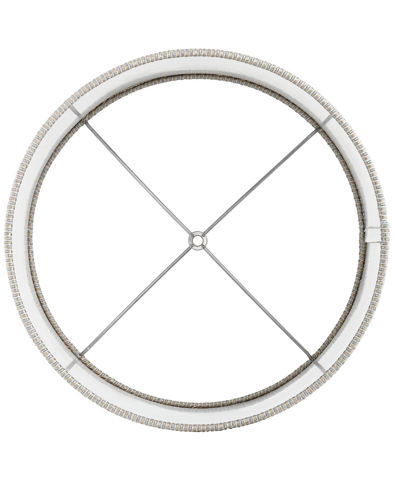 Springcrest Set of 2 Drum Print Lamp Shades Weave Medium 15" Top x 15" Bottom x 10" High Spider Harp and Finial Fitting