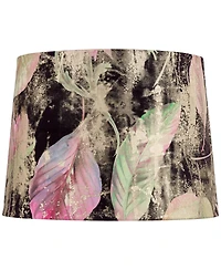 Springcrest 13" Top x 15" Bottom x 11" High x 11" Slant Print Lamp Shade Replacement Drum Leaves Spider Harp Finial