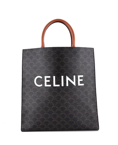 Pre-Owned Celine Vertical Cabas Tote Triomphe Coated Canvas