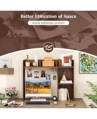 Sugift 3-Tier Multipurpose Desk Bookshelf with 4 Shelves