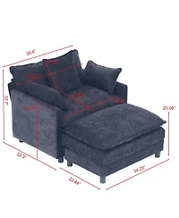 Boyel Living 39.4 Inch Modern Accent Chair with Ottoman Chenille Upholstered Club Room Reading