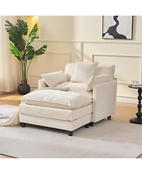 Boyel Living 39.4 Inch Modern Accent Chair with Ottoman Chenille Upholstered Club Room Reading