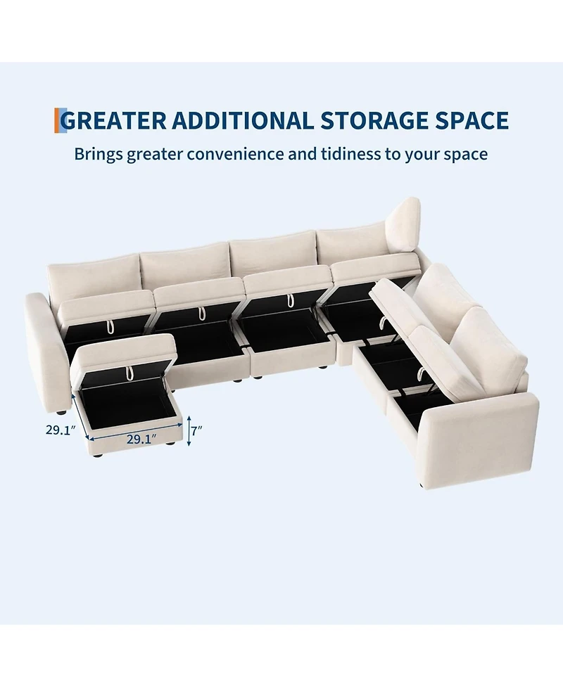 gaomon Modular Sectional Sofa-Cloud Sectional Couches- Couch Sectional with Large Storage and Ottoman for Living Room- l-Shape ( 7-Seater)