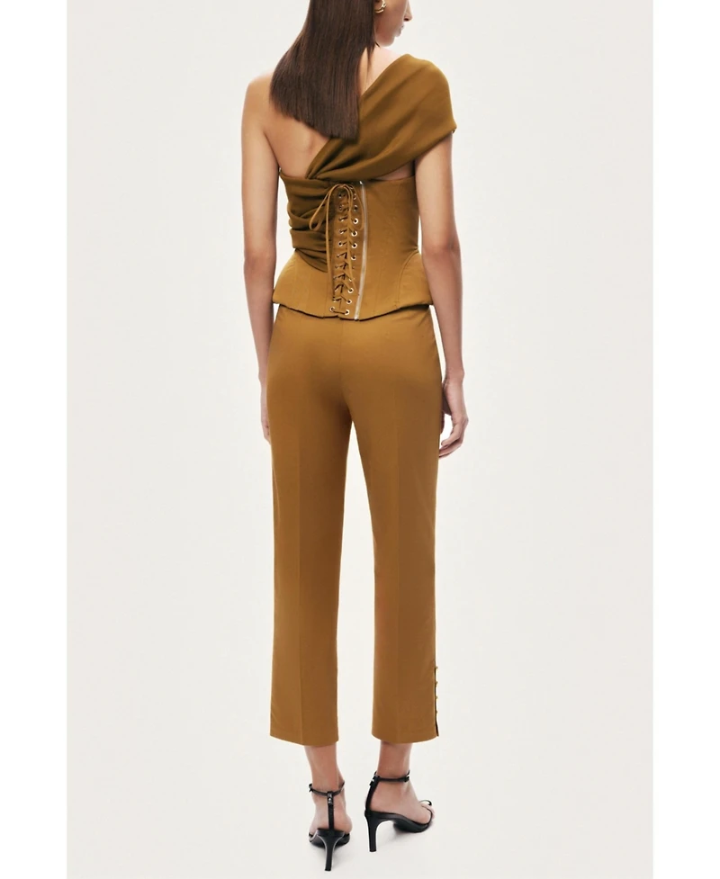 Nocturne Women's One-Shoulder Draped Gabardine Bustier